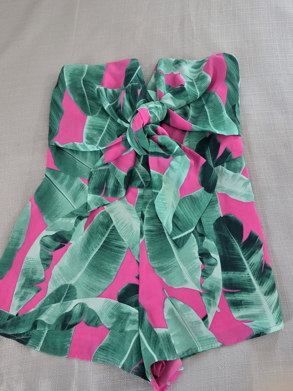 Buddy Love Hot Pink & Green Tropical Tie-Front Romper